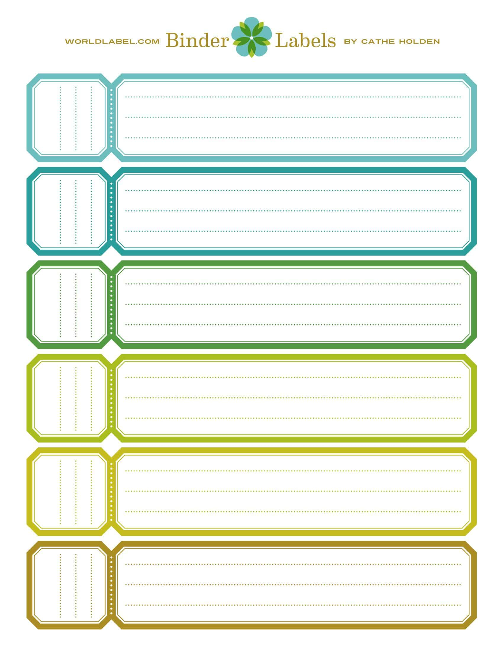 Free Printable Binder Spine Insert Templates [, ,  Inch] Label