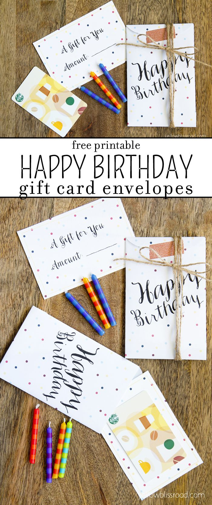 Free Printable Birthday Gift Card Envelopes