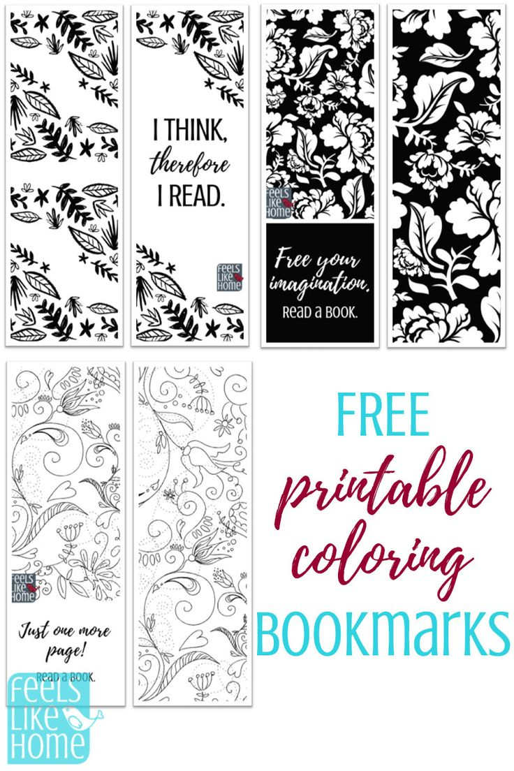 Free printable black and white bookmarks for adults and kids to