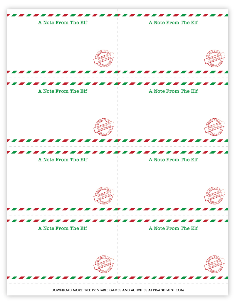 Free Printable Blank Elf on the Shelf Note Cards - Pjs and Paint