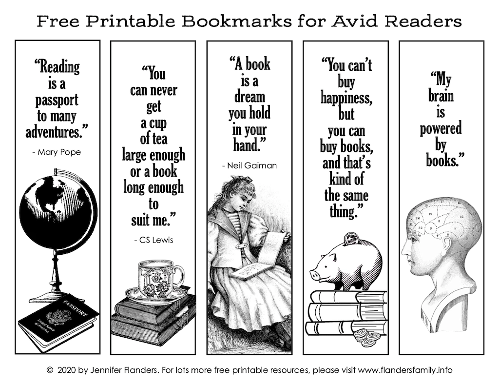 Free Printable Bookmarks for Avid Readers - Flanders Family Home Life