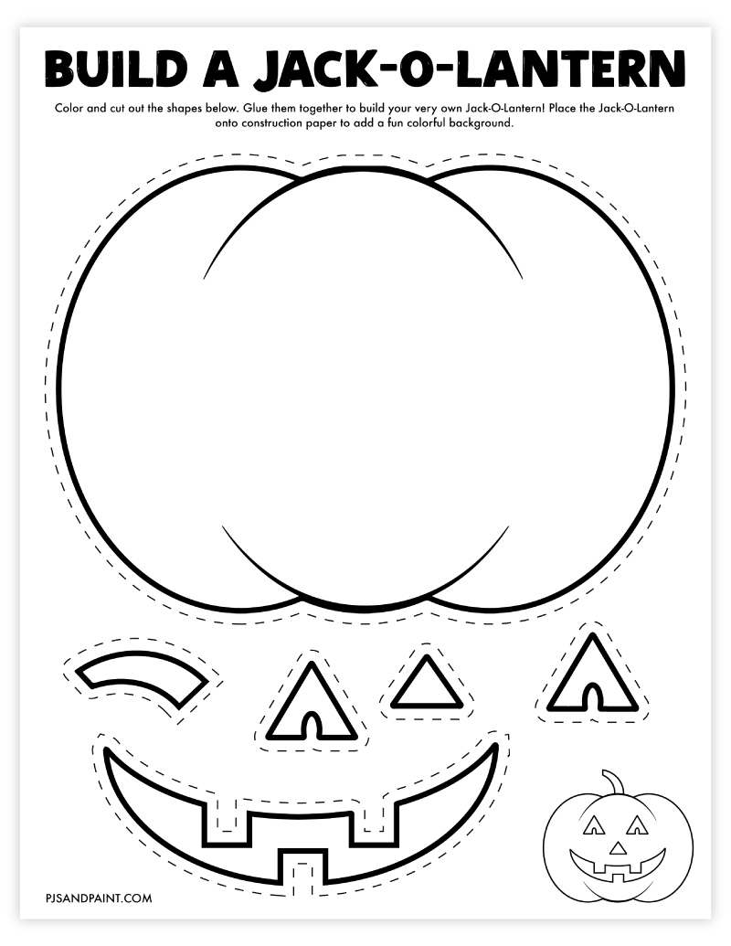 Free Printable Build a Jack-O-Lantern Craft - Pjs and Paint