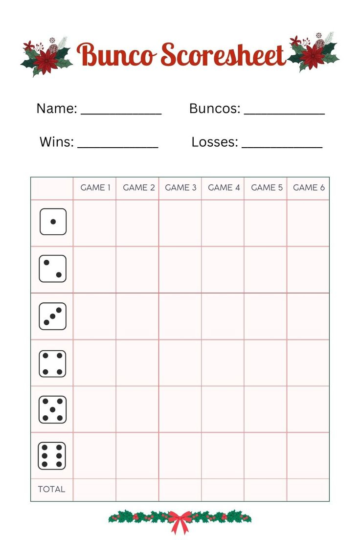 Free Printable Bunco Score Sheets + Table Tally Sheet [PDF