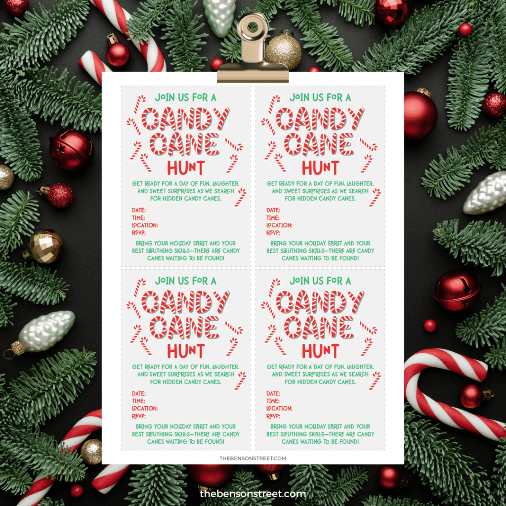 Free Printable Candy Cane Hunt: Christmas Scavenger Hunt