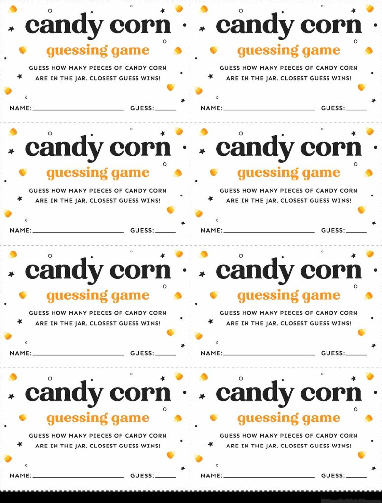 Free Printable Candy Corn Guessing Game Cards - Favorite Printables