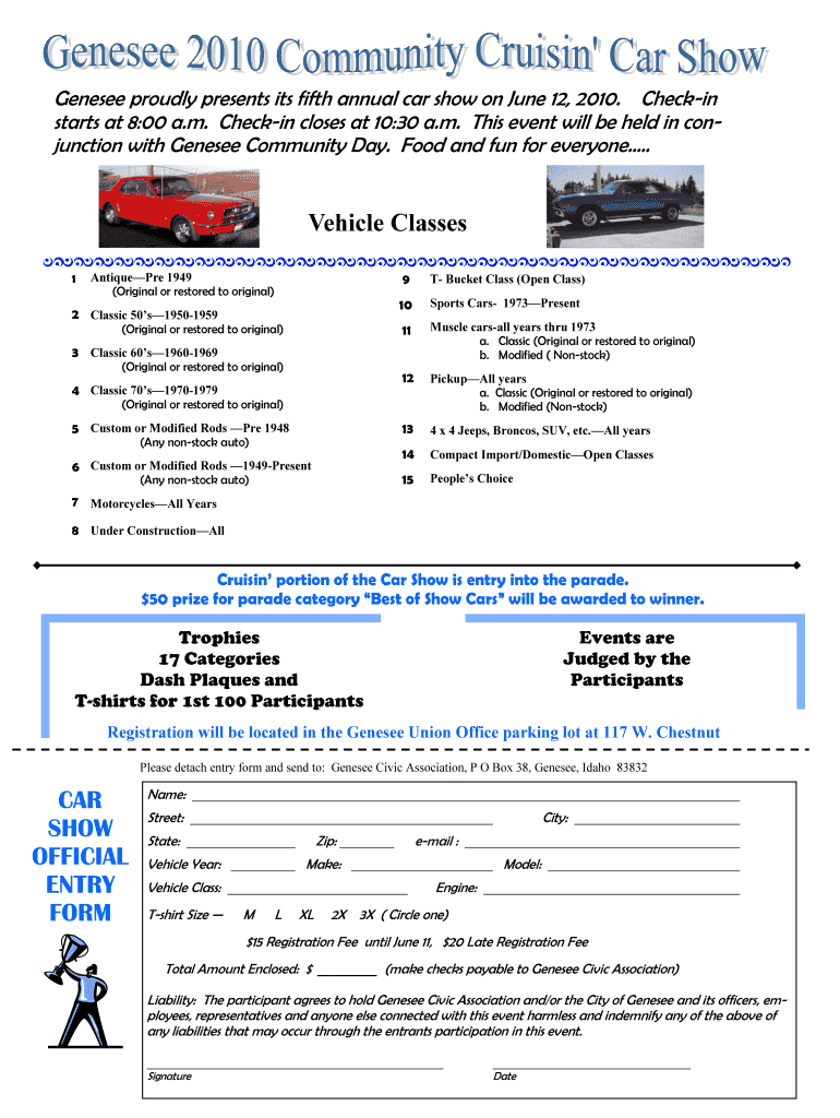 Free printable car show judging sheet: Fill out & sign online  DocHub