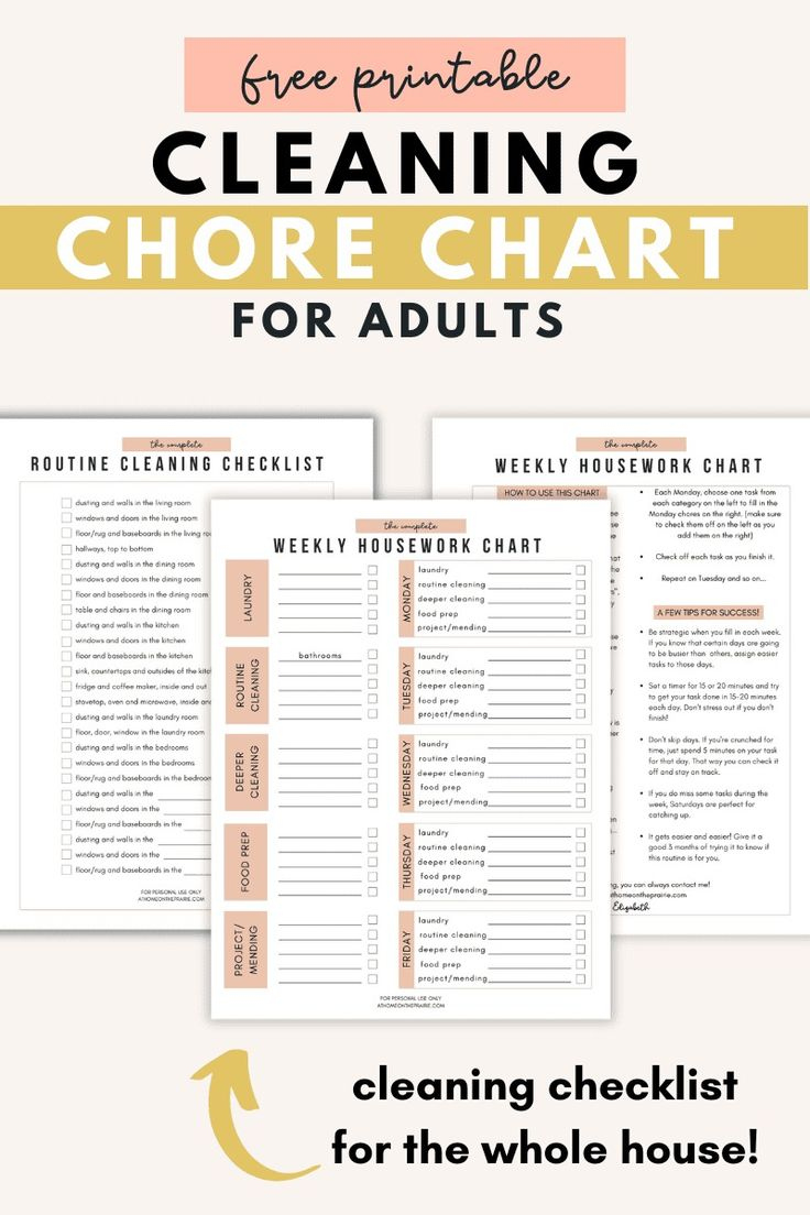 Free Printable Chore Chart For Adults (And Cleaning Checklist)