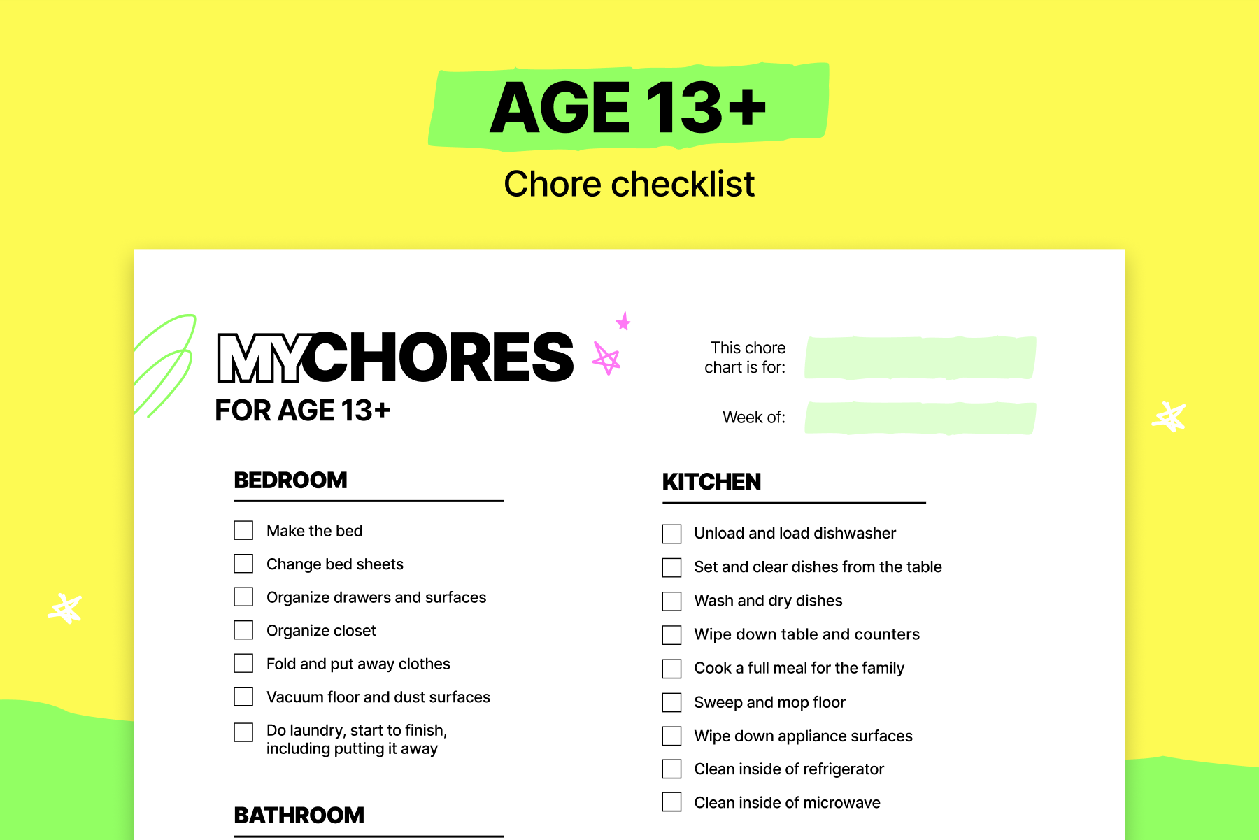 Free Printable Chore Charts for Kids ()  Mydoh