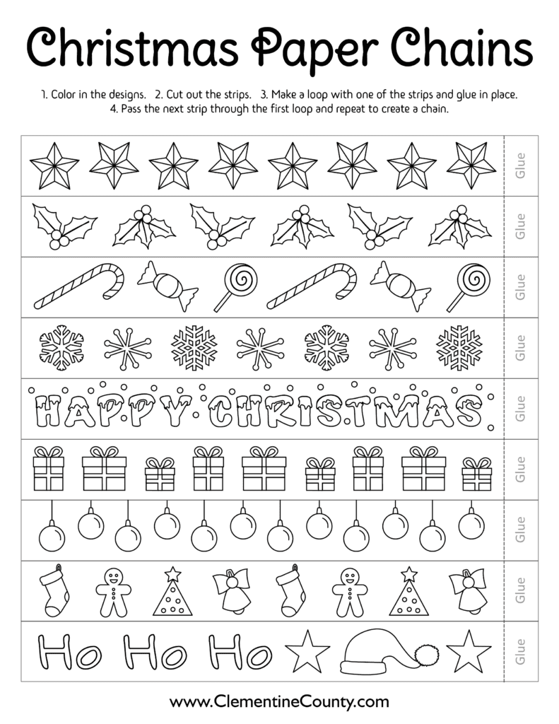 Free Printable Christmas Chains to Color  Clementine County