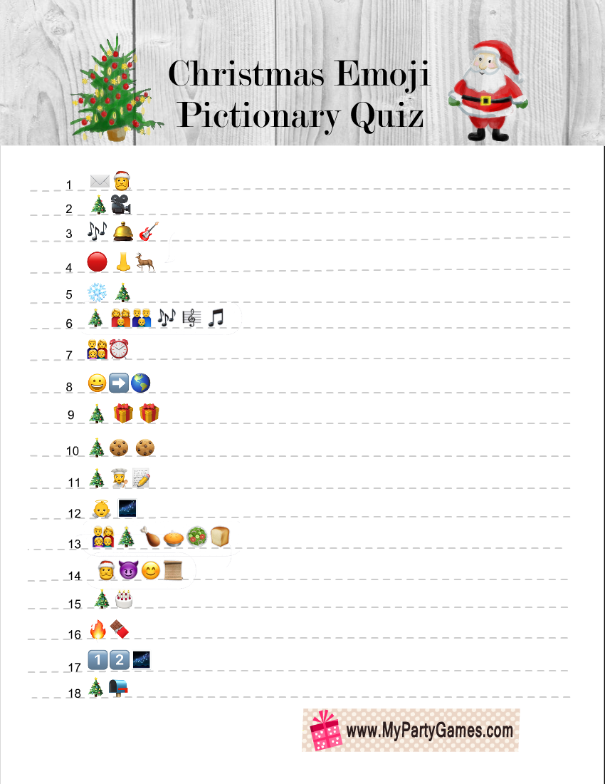 Free Printable Christmas Emoji Pictionary Quiz