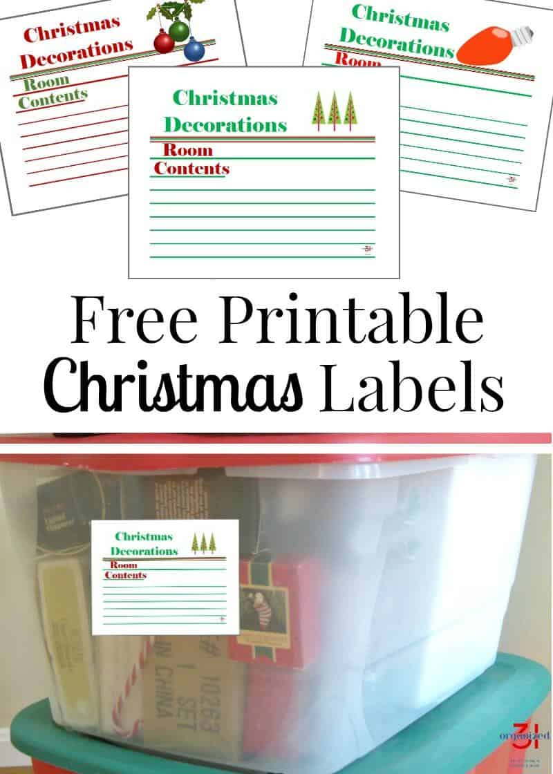 Free Printable Christmas Labels for Christmas Storage Boxes