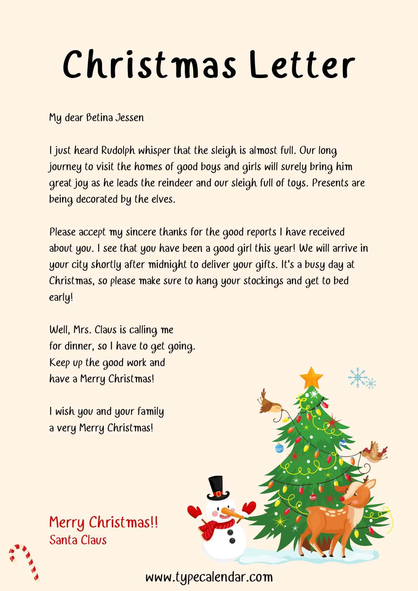 Free Printable Christmas Letter Templates [PDF] From Santa