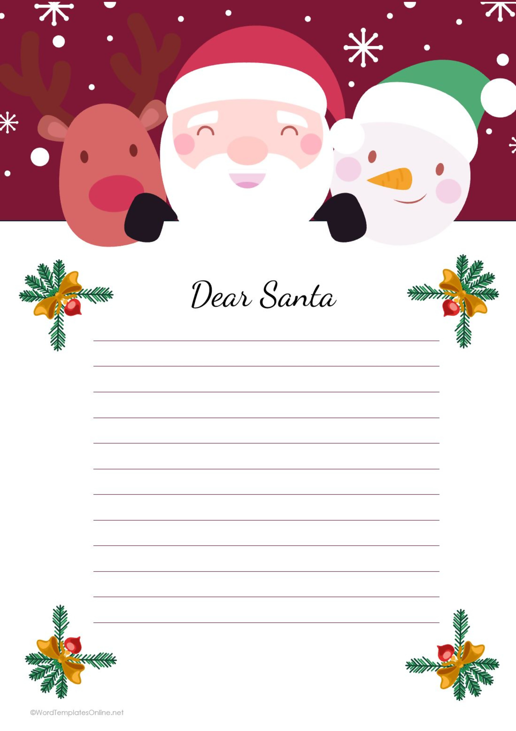 Free Printable Christmas Letter to Santa Templates