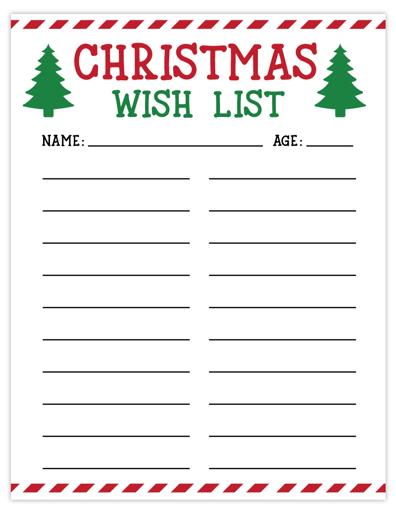 Free Printable Christmas List Wish List for Kids - Pjs and Paint Free Printable Christmas List Wish List for Kids - Pjs and Paint