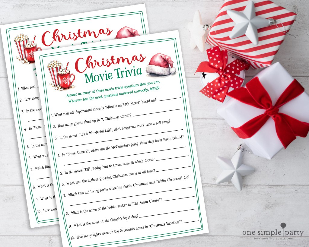 Free Printable Christmas Movie Trivia Game -