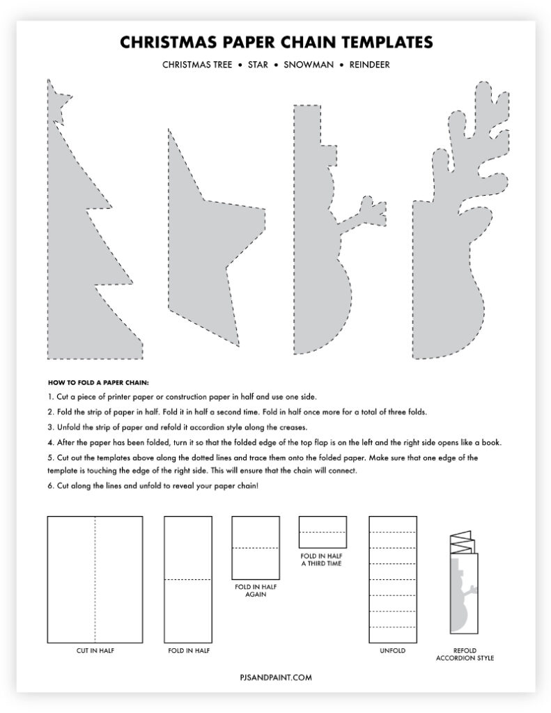 Free Printable Christmas Paper Chain Templates - Pjs and Paint