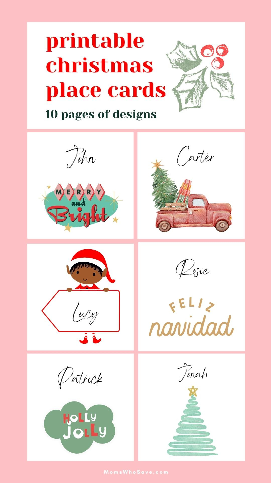 Free Printable Christmas Place Cards ( Pages Of Designs