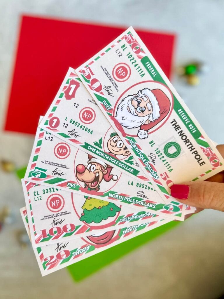 Free Printable Christmas Play Money (aka North Pole Dollars)