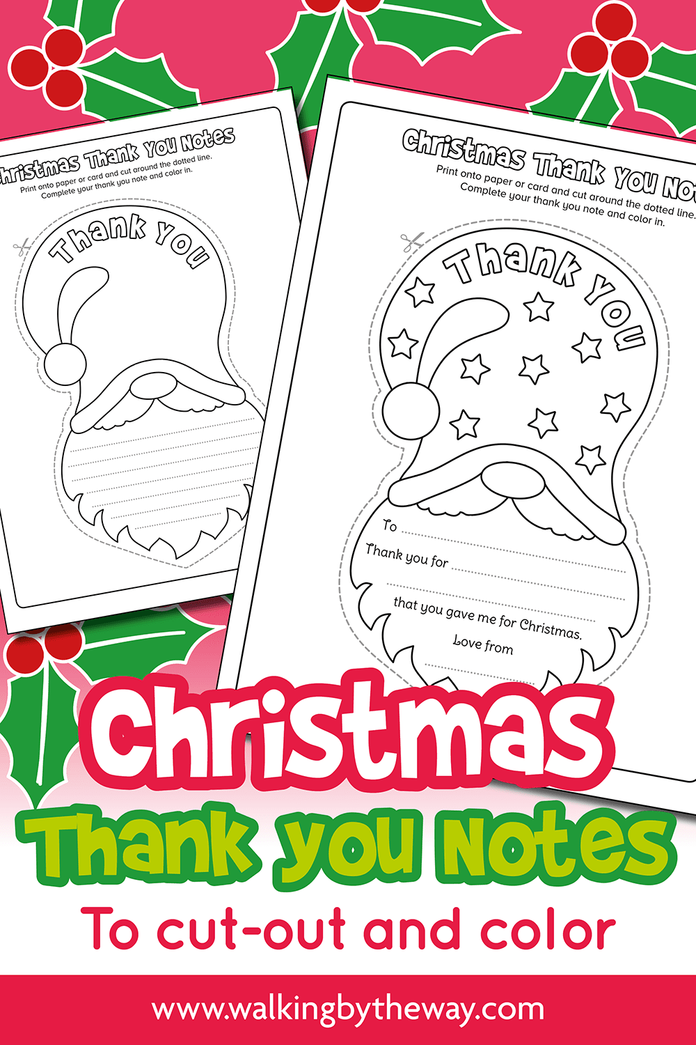 Free Printable Christmas Thank You Notes for Kids - Walking by the Way