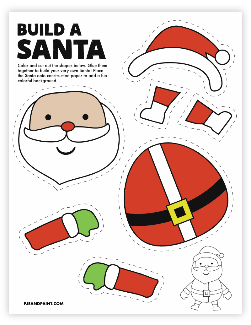 Free Printable Christmas Themed Cut and Paste Projects - Pjs and