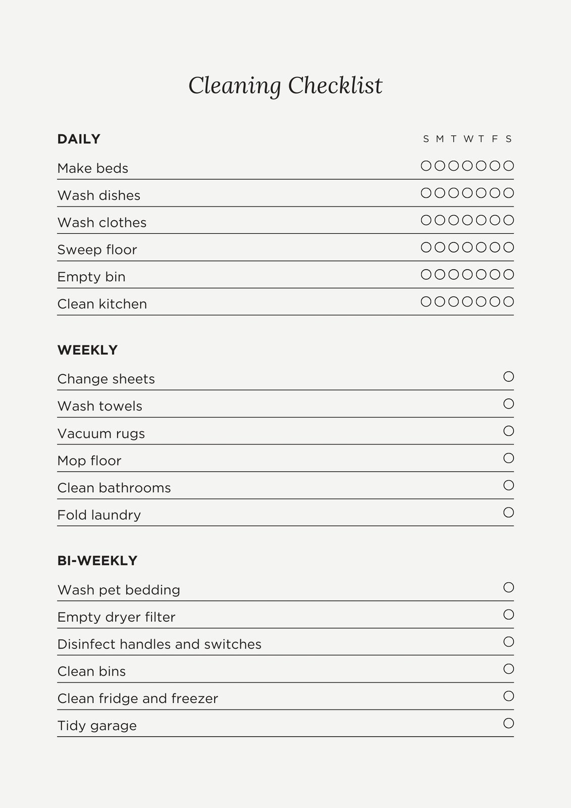 Free printable cleaning checklist templates  Canva