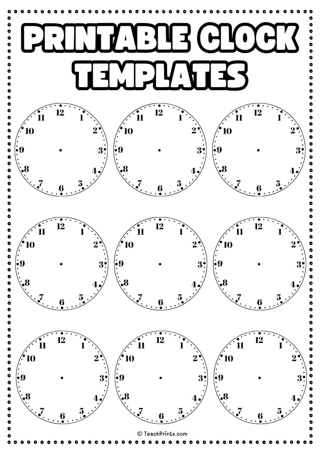 Free Printable Clock Face Worksheets - Teach Prints Free Printable Clock Face Worksheets - Teach Prints