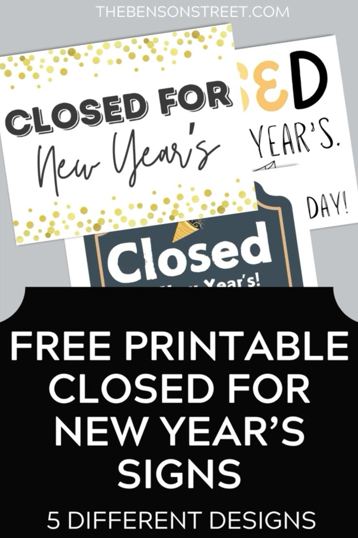 Free Printable Closed Sign for New Year Free Printable Closed Sign for New Year