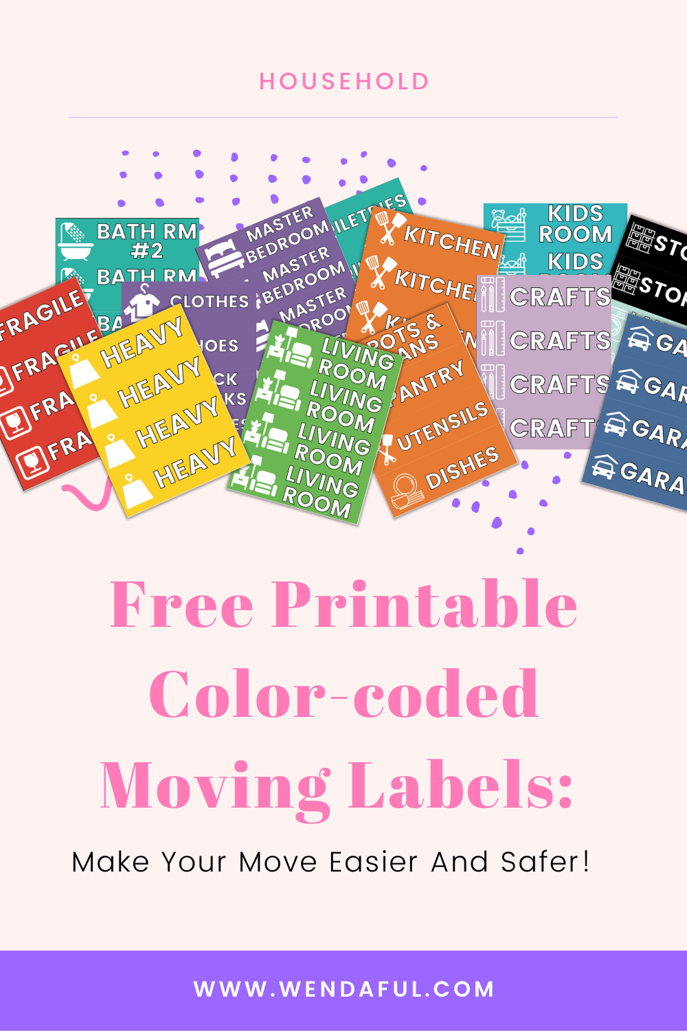 Free Printable Color-coded Moving Labels: Make Your Move Easier