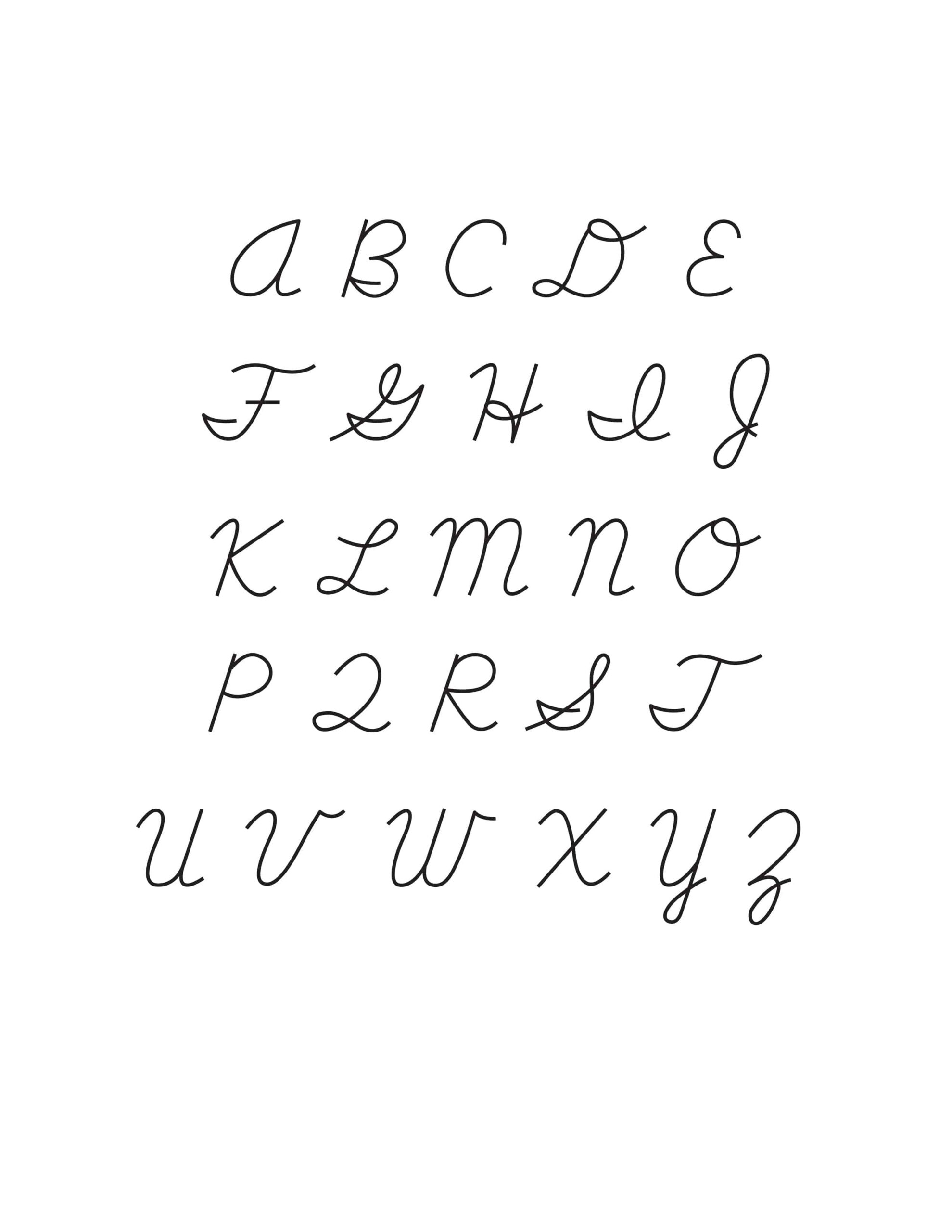 Free Printable Cursive Capital Letters Set Free Printable Cursive Capital Letters Set