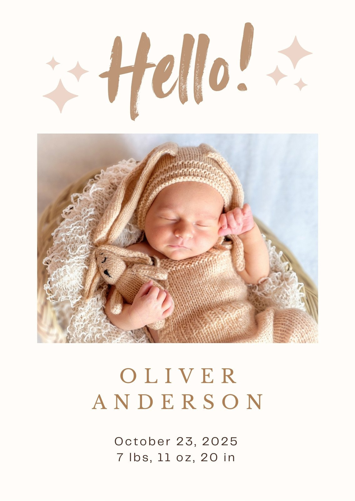 Free, printable, customizable birth announcement templates  Canva