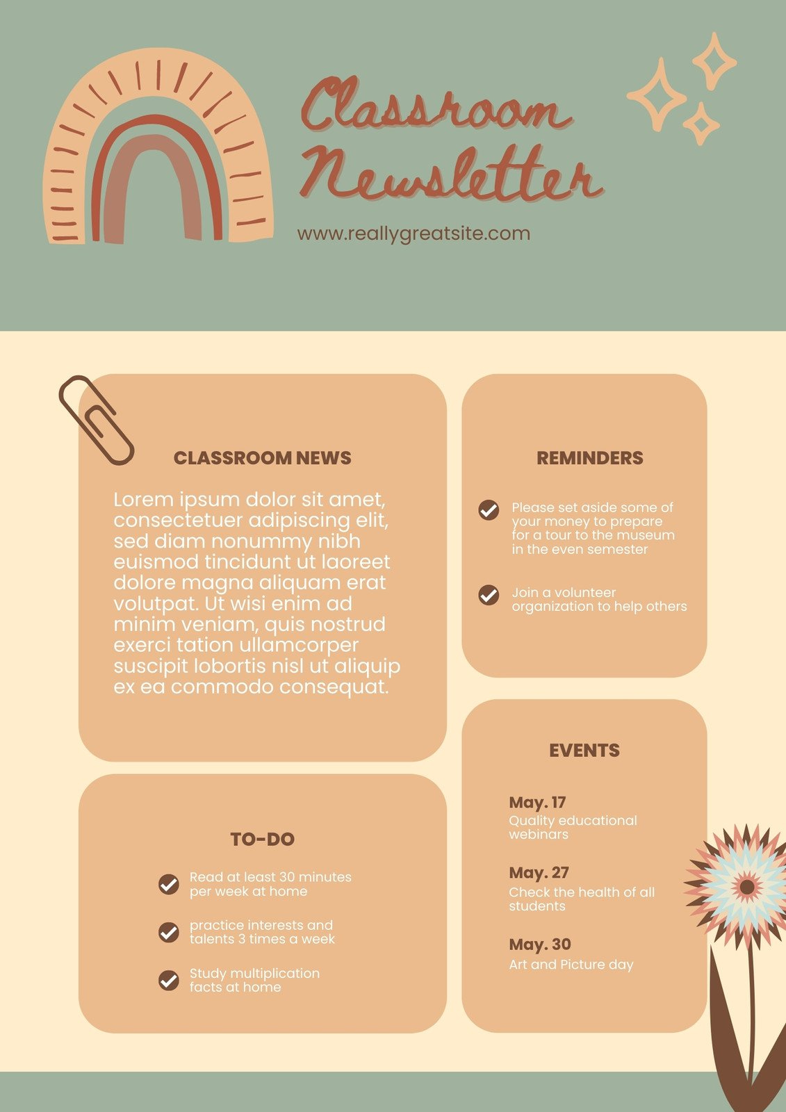 Free printable, customizable school newsletter templates  Canva