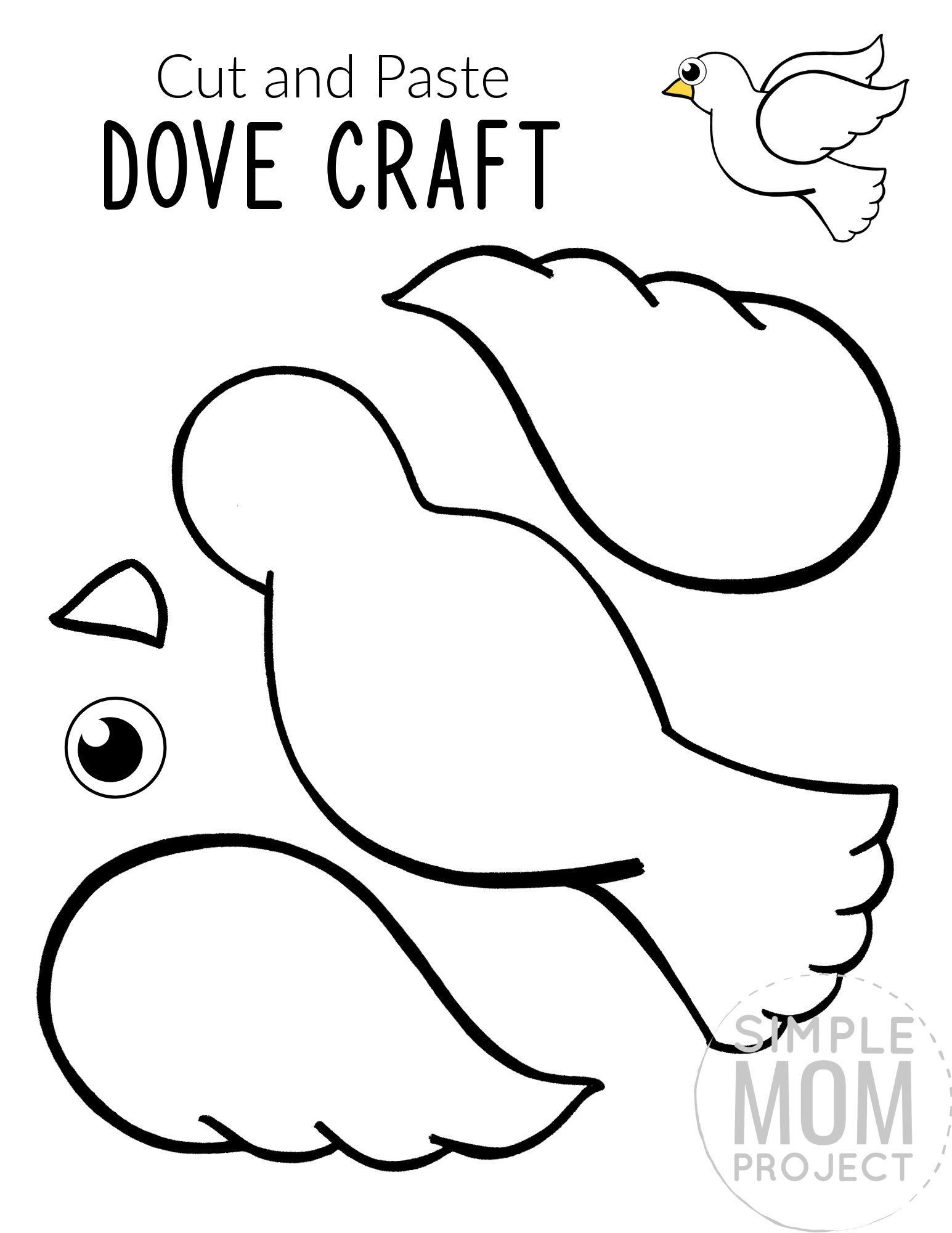 Free Printable Cut and Paste Dove Craft for Kids - Simple Mom Project