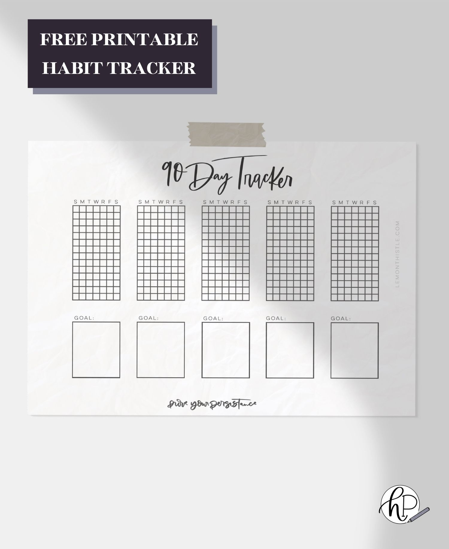 Free Printable  Day Habit Tracker - Hand Lettered Printables