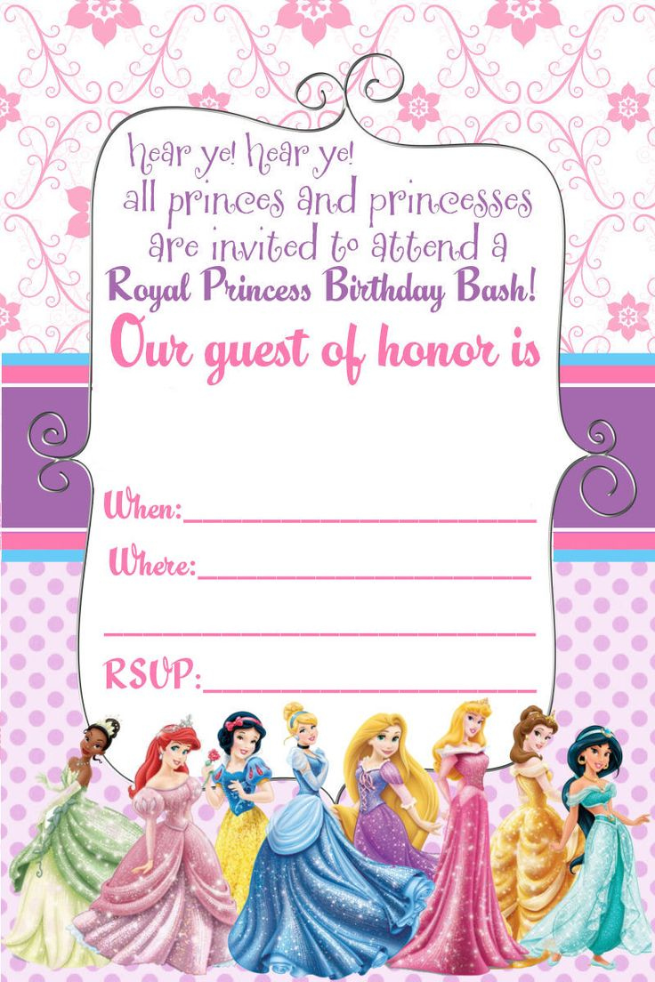 FREE Printable Disney Princess Ticket Invitation Template