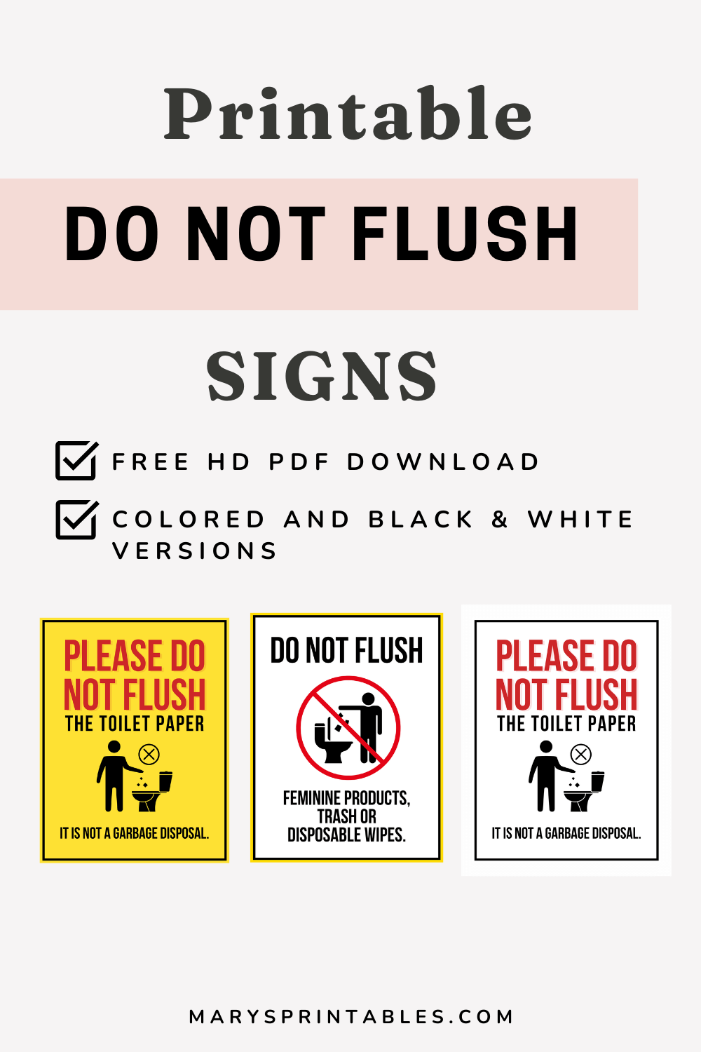 Free Printable Do Not Flush Signs  Keep Your Restroom Clean