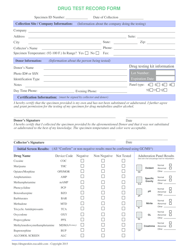 Free printable drug testing forms: Fill out & sign online  DocHub