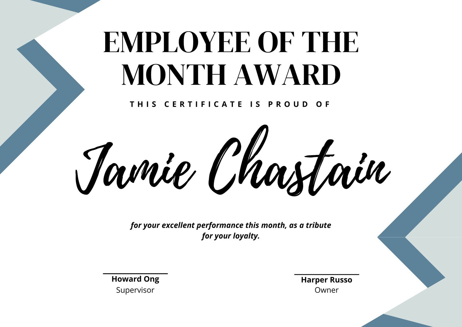 Free printable employee of the month certificate templates  Canva