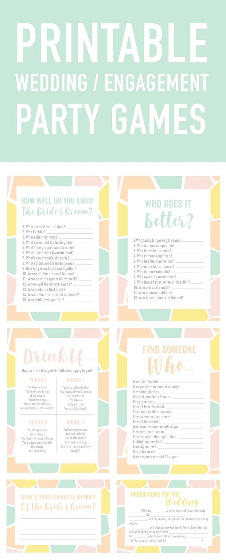 FREE PRINTABLE ENGAGEMENT PARTY OR WEDDING ICE BREAKER GAME FIND