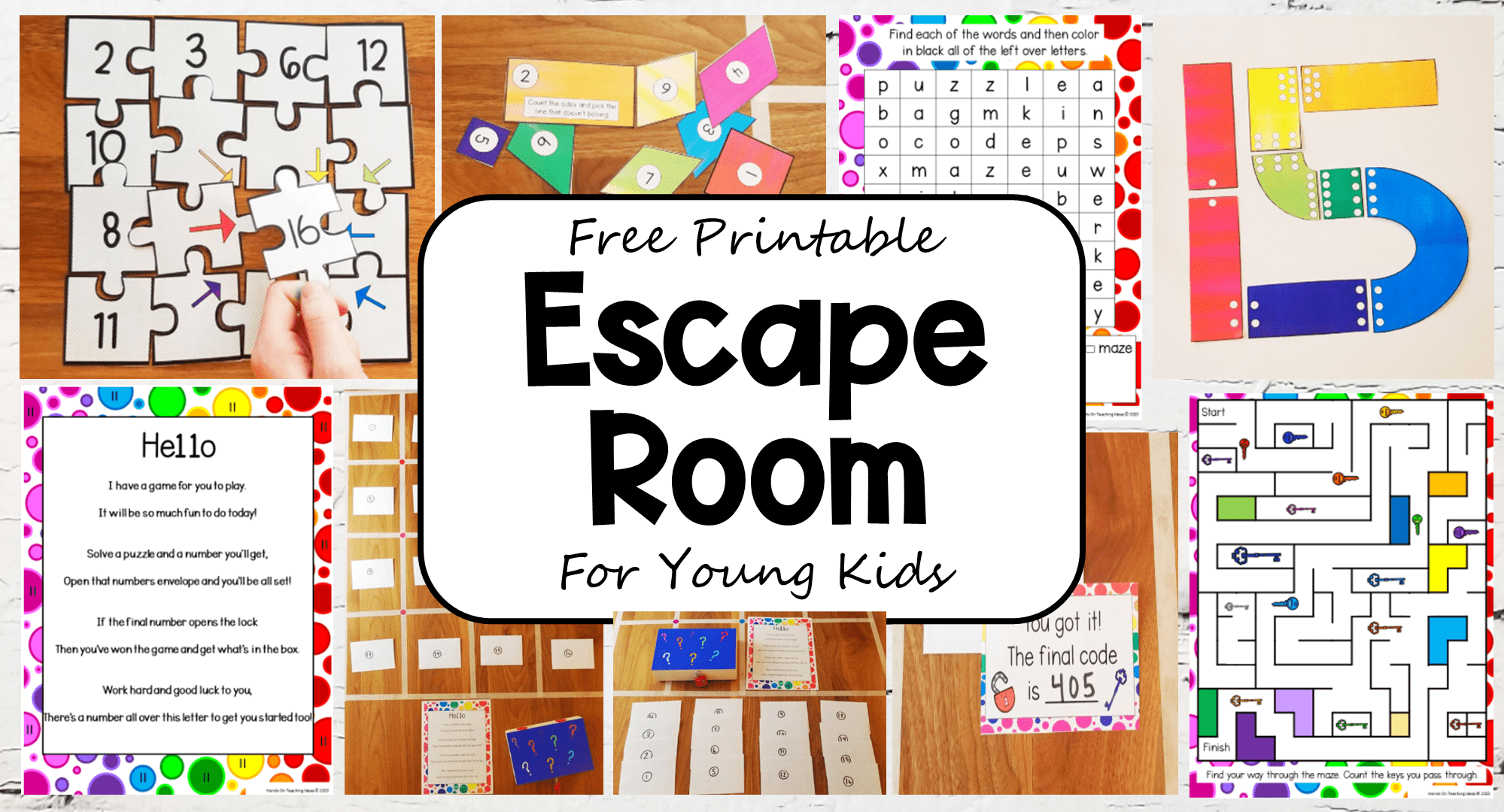 Free Printable Escape Room for Young Kids -