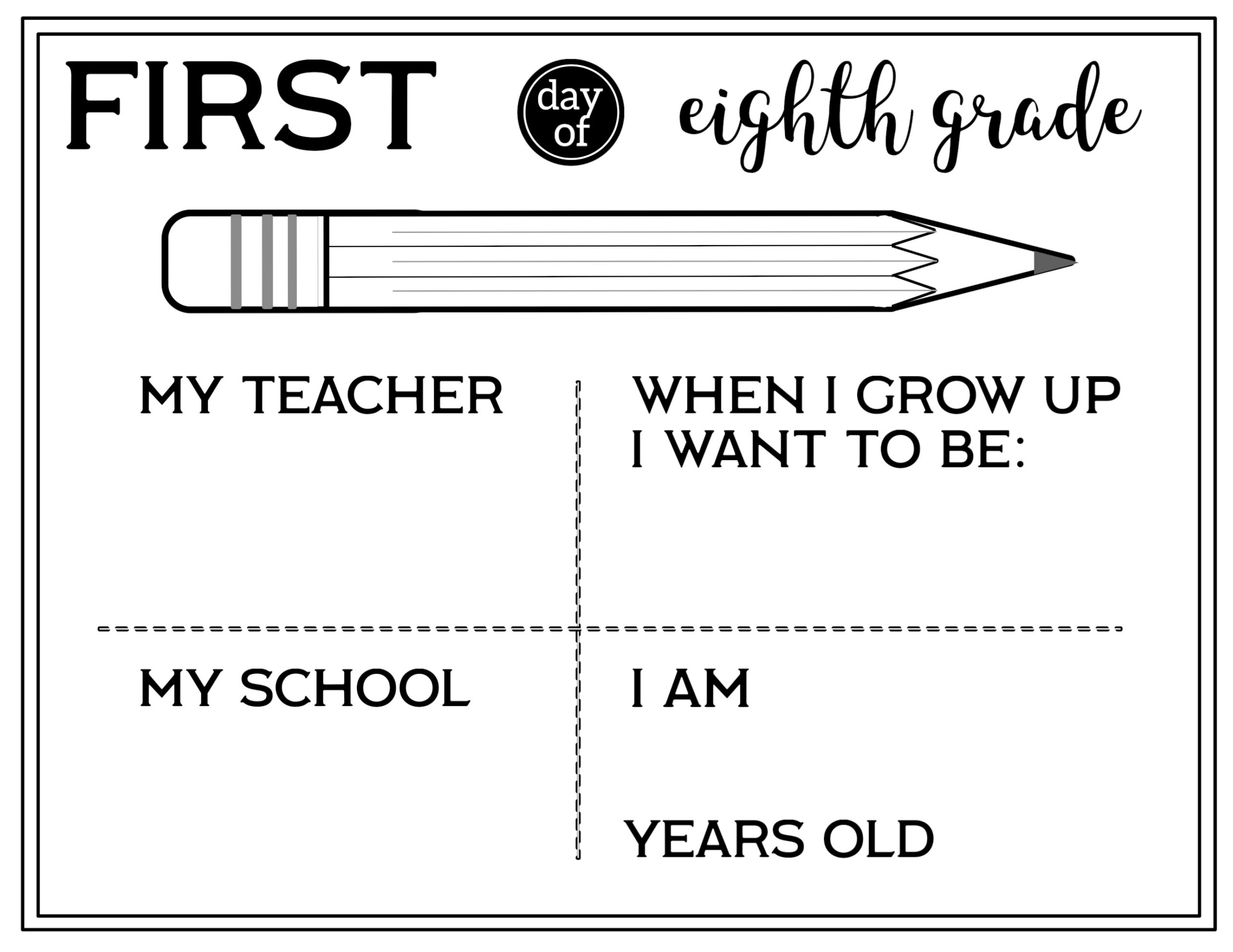 Free Printable First Day of School All About Me Sign - Paper Trail
