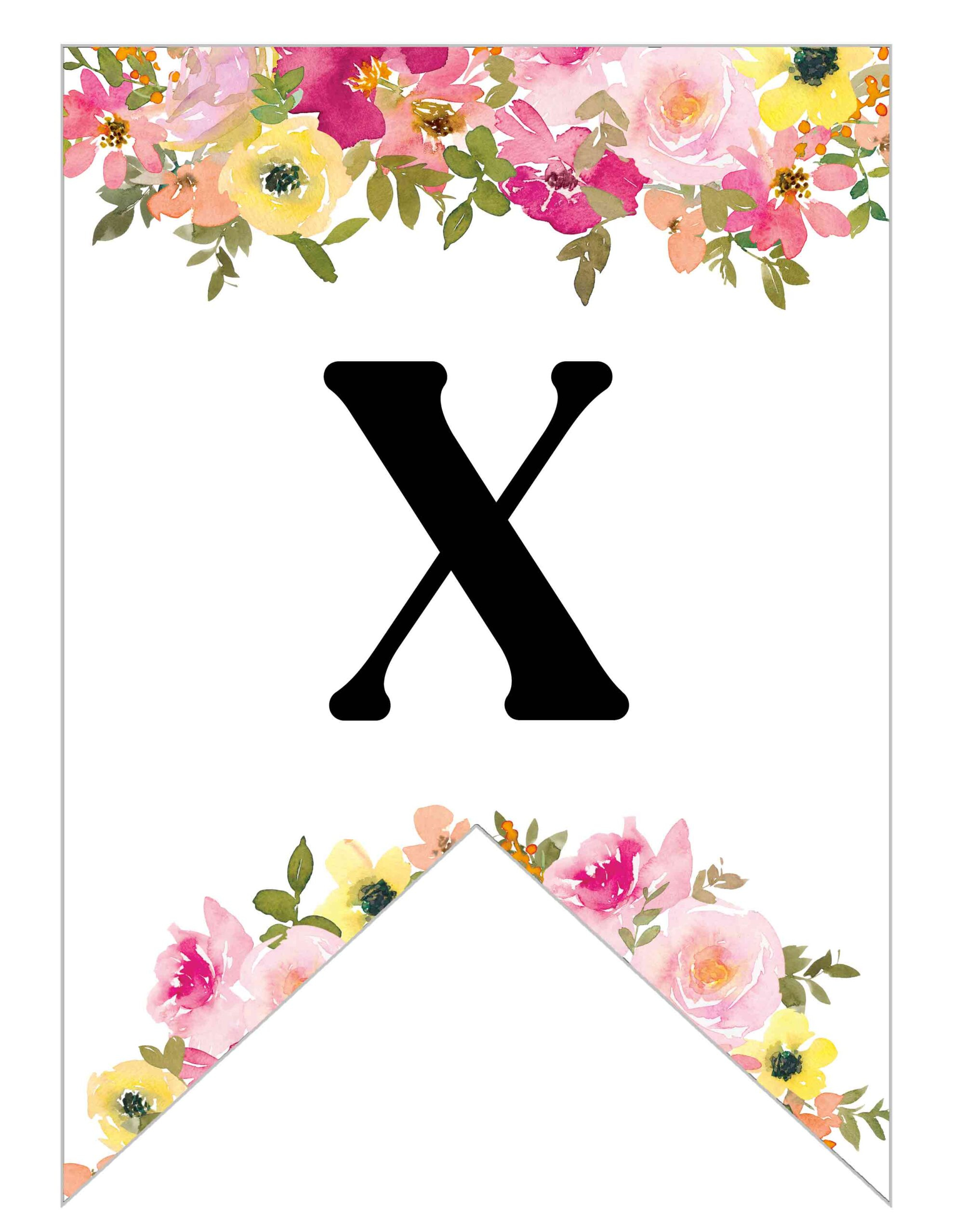 Free Printable Floral Alphabet Banner Letters - Lovely Planner