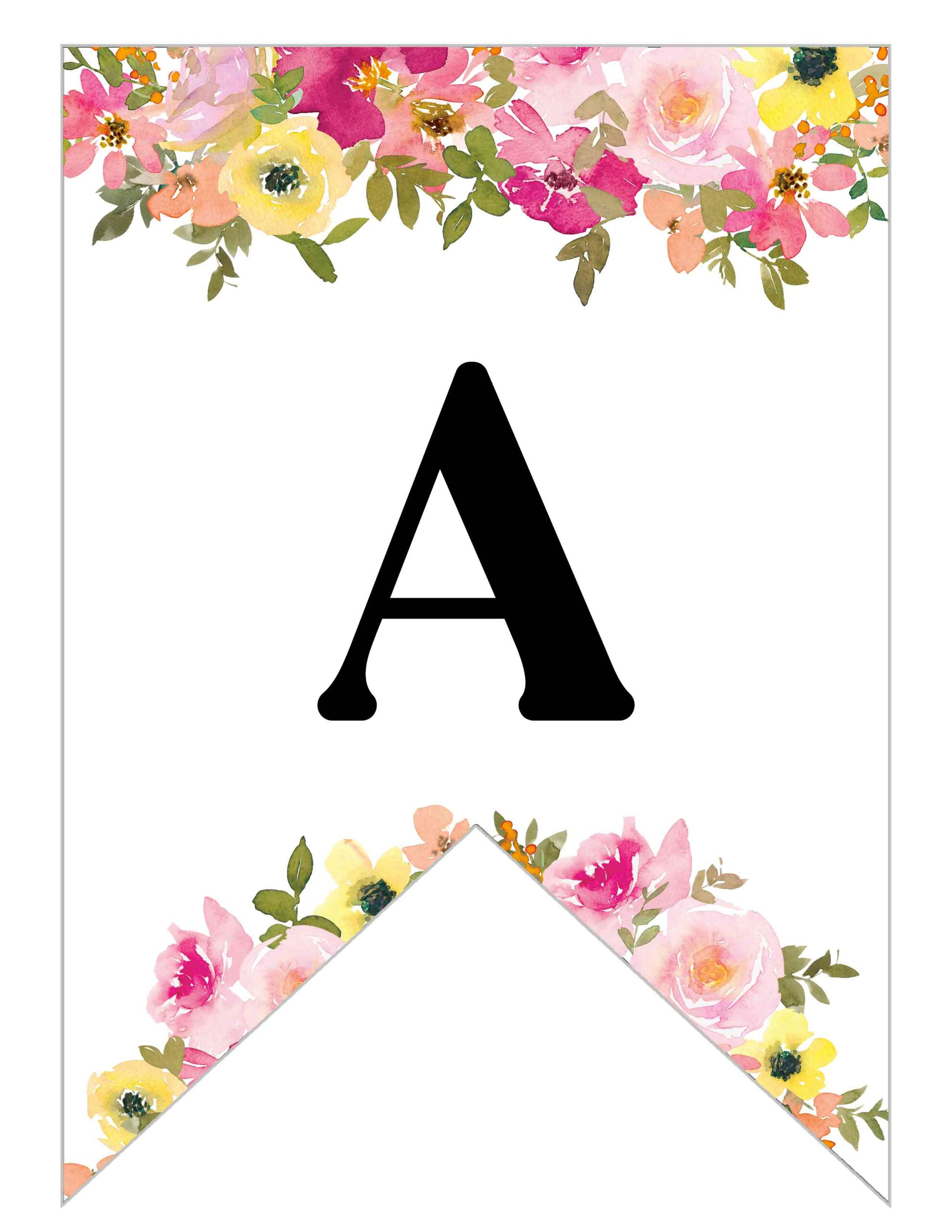 Free Printable Floral Alphabet Banner Letters - Lovely Planner