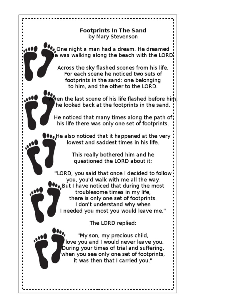 Free Printable Footprints Poem  PDF