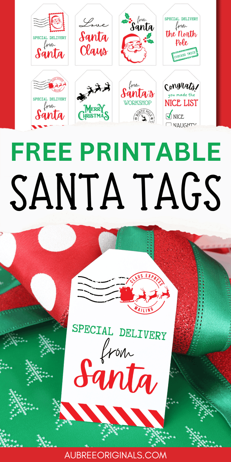 Free Printable "From Santa" Gift Tags for Christmas - Aubree Originals