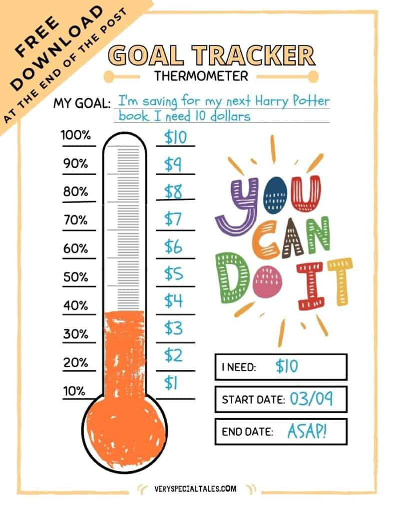 Free Printable Goal Tracker Thermometer for Kids (PDF) - Very