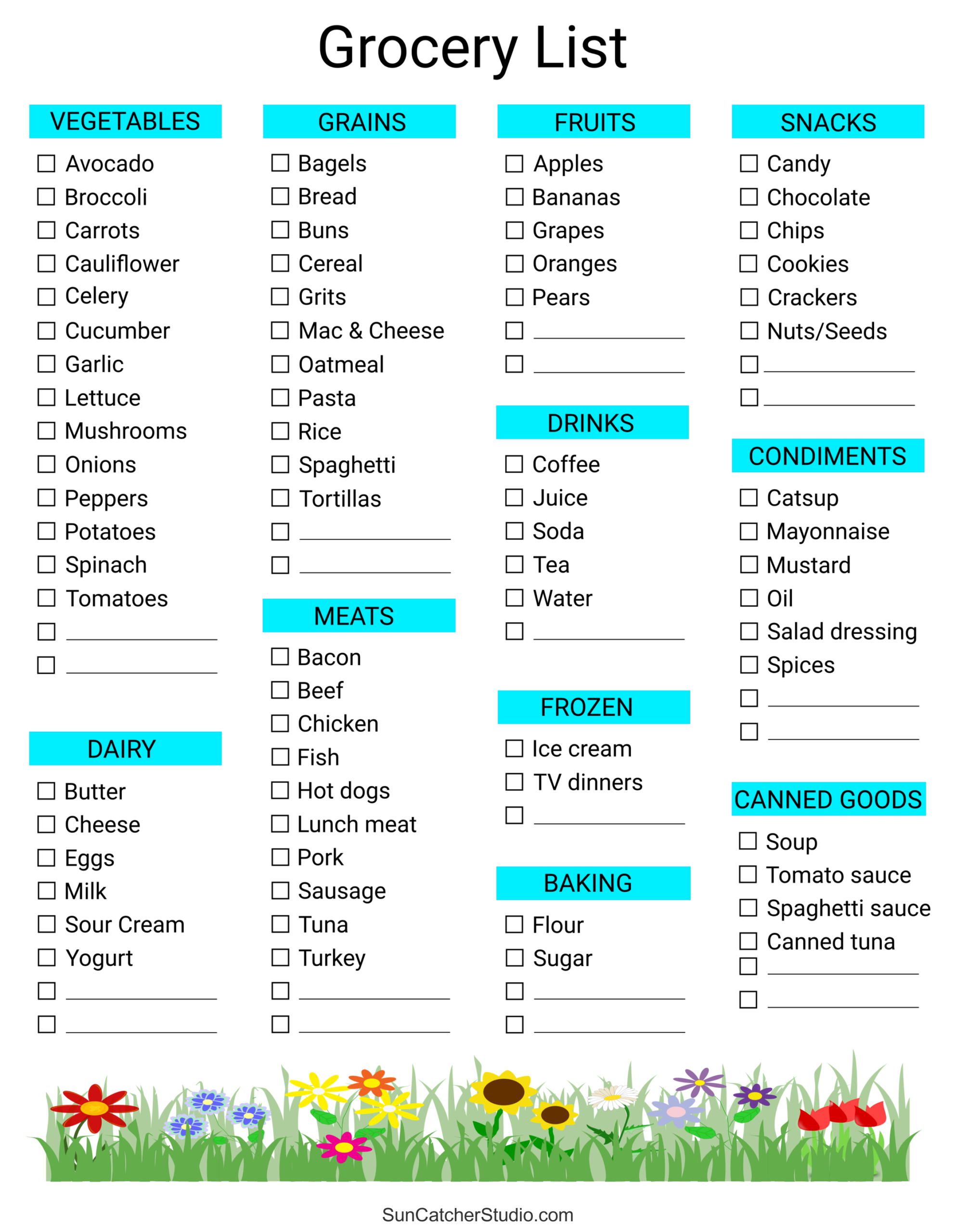 Free Printable Grocery List Templates (PDF): Shopping Lists – Free