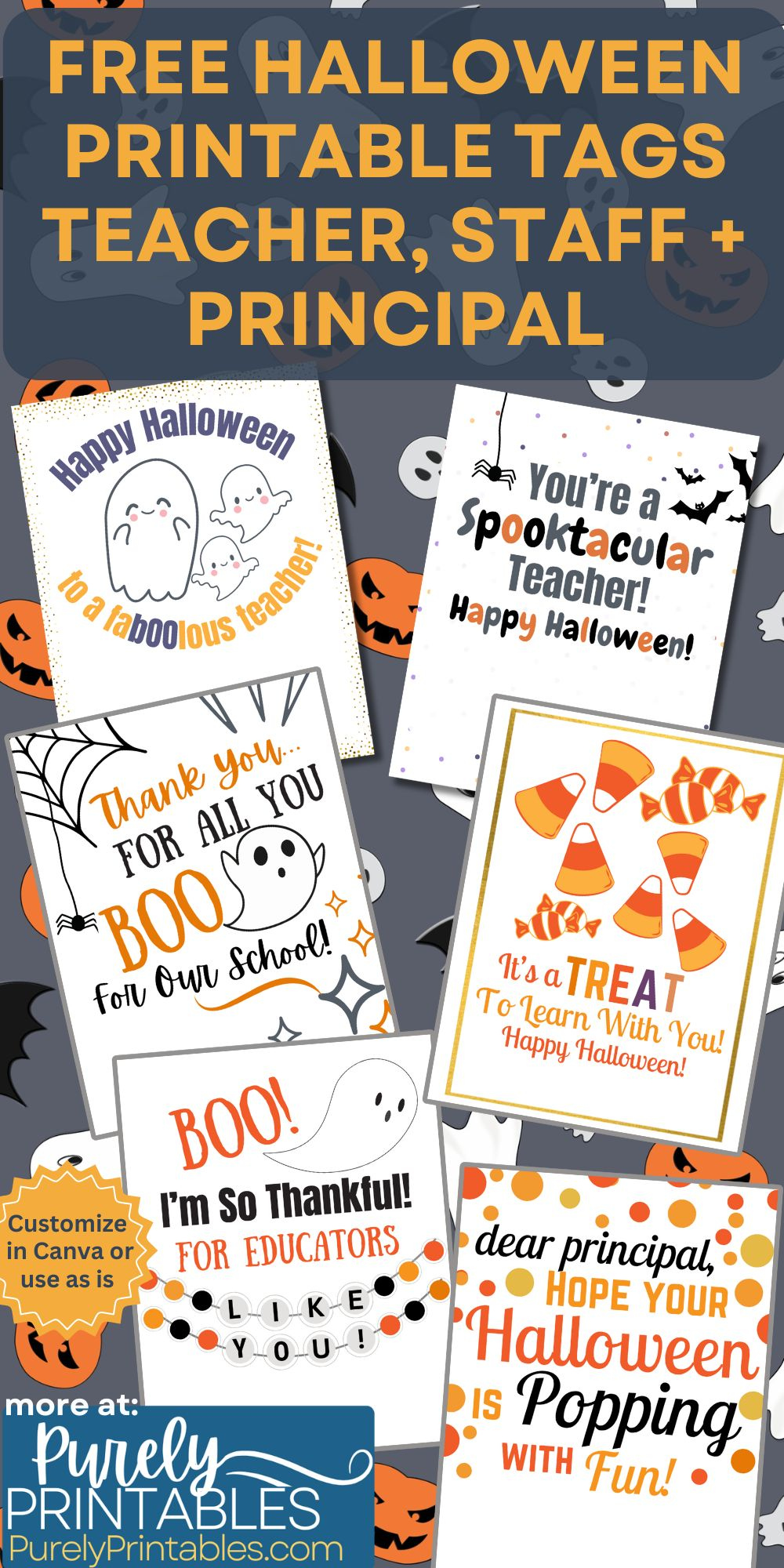Free Printable Halloween Tags For Teachers, Principals & Staff
