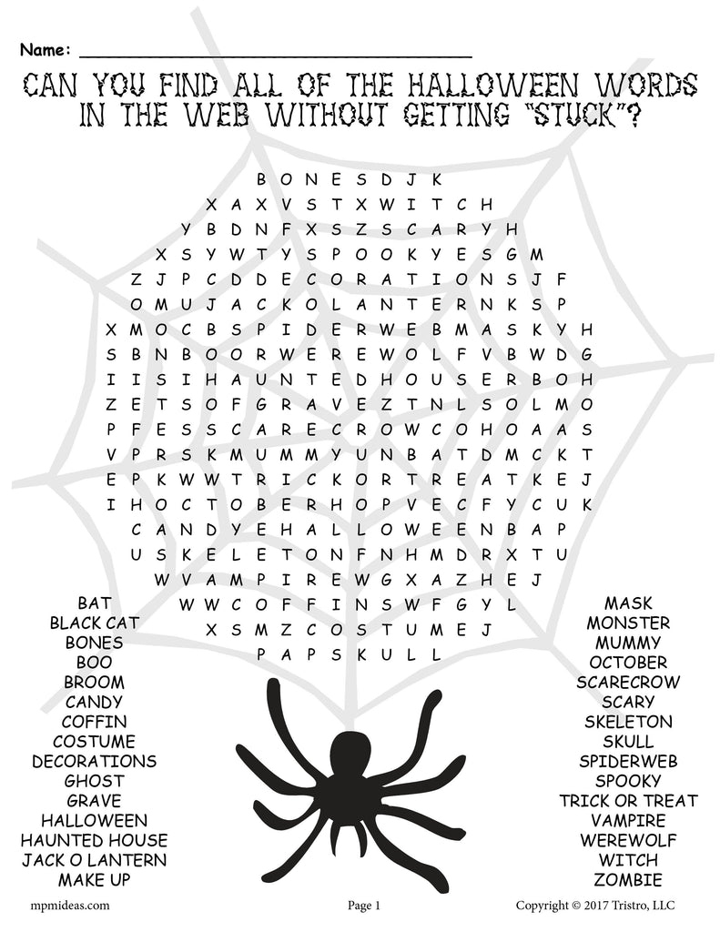 FREE Printable Halloween Word Search! – SupplyMe