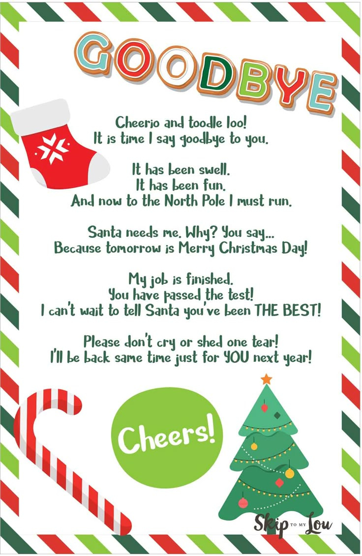 Free Printable Hello and Goodbye Elf Letters Skip To My Lou Free Printable Hello and Goodbye Elf Letters Skip To My Lou