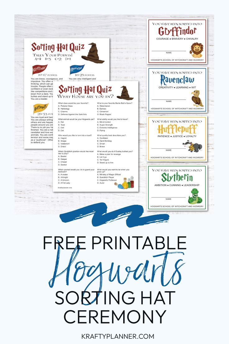 Free Printable Hogwarts Sorting Hat Ceremony